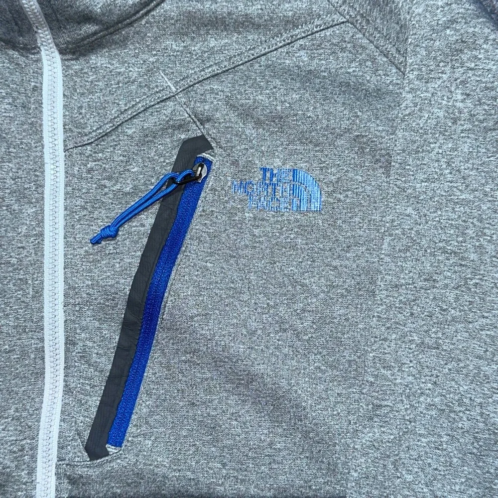 The North Face XL Quarter Zip Pullover‎ Gray Blue Pocket Performance Fleece